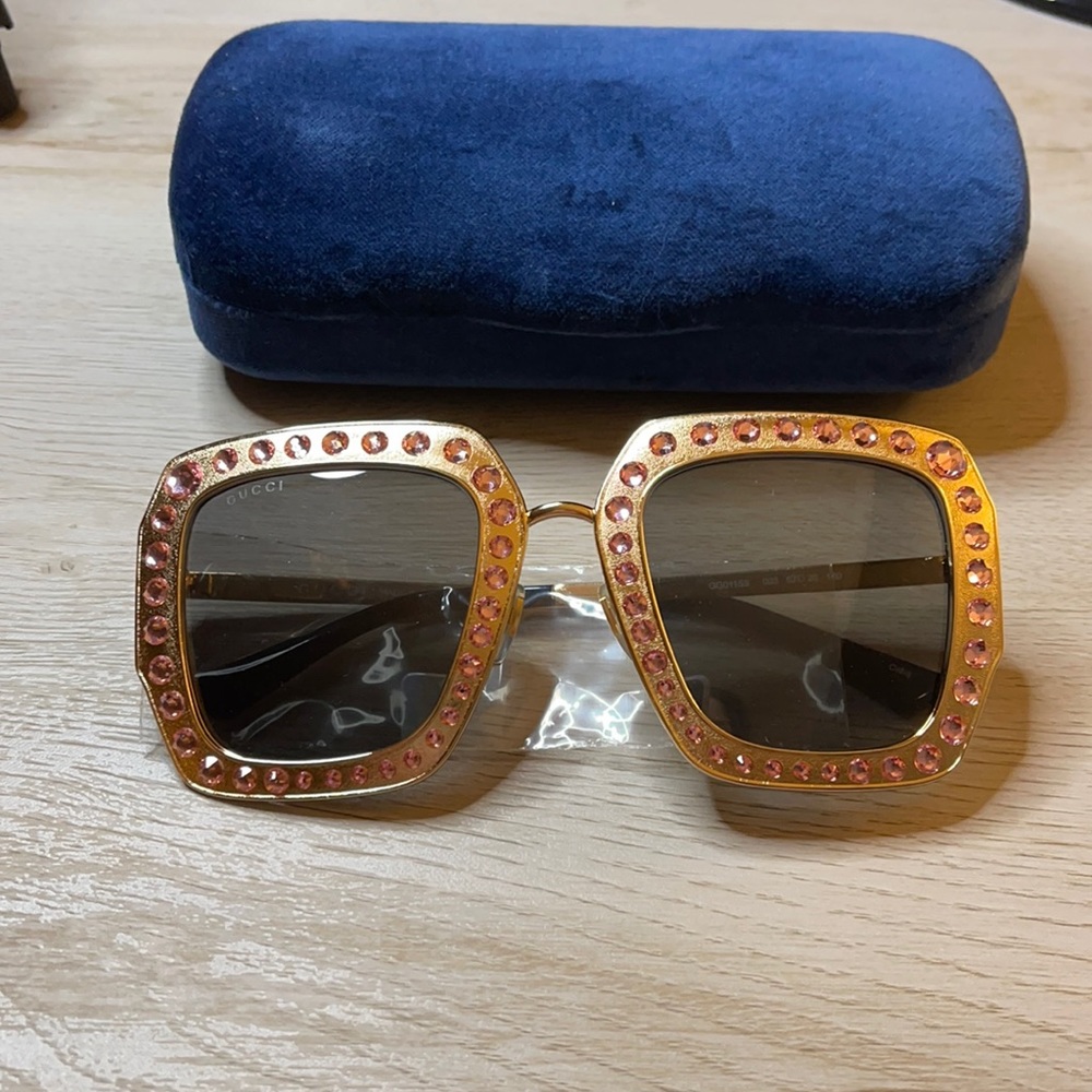 NEW Gucci pink crystal studded sunglasses GG10115S